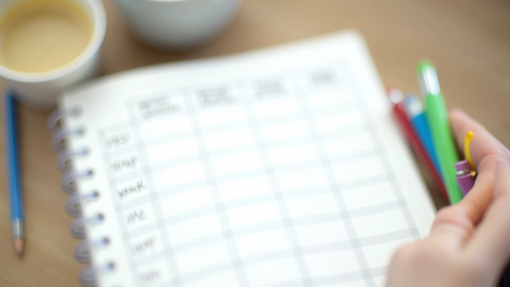Weekly transport tracking chart showing different journey types recorded in notebook
